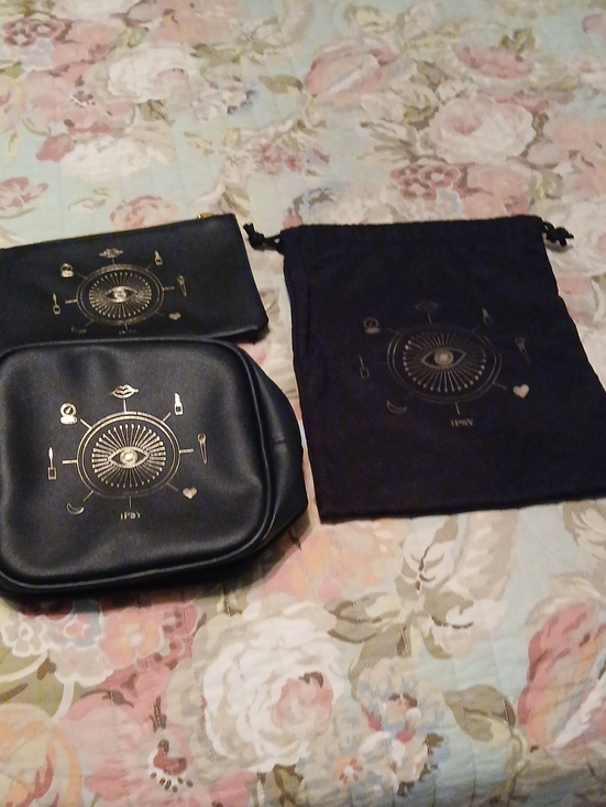 ipsy Handbags - ipsy Black Cosmetic Pouch Trio with Gold Foil Motif